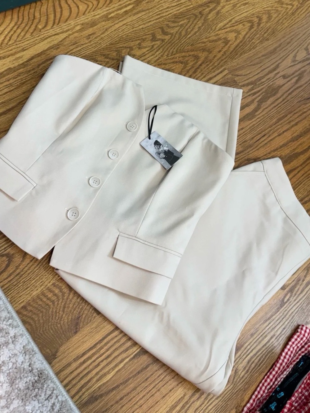 Sincerly Jules Cream Cropped Jacket & Ankle Pants Set